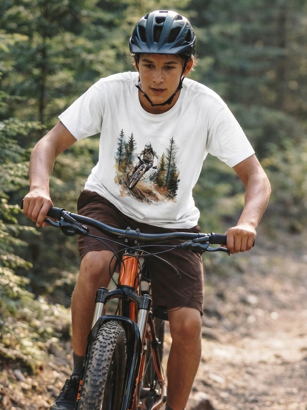 Fiú rövid ujjú MOUNTAIN BIKE póló