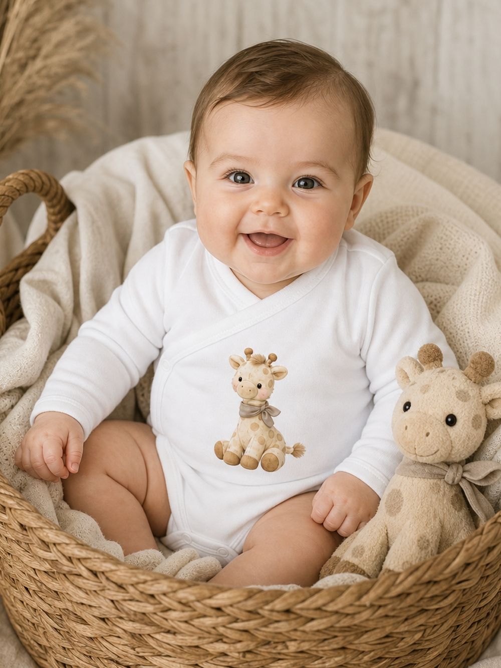 Gyermek hosszú ujjú, átköthető bodyk GIRAFFE