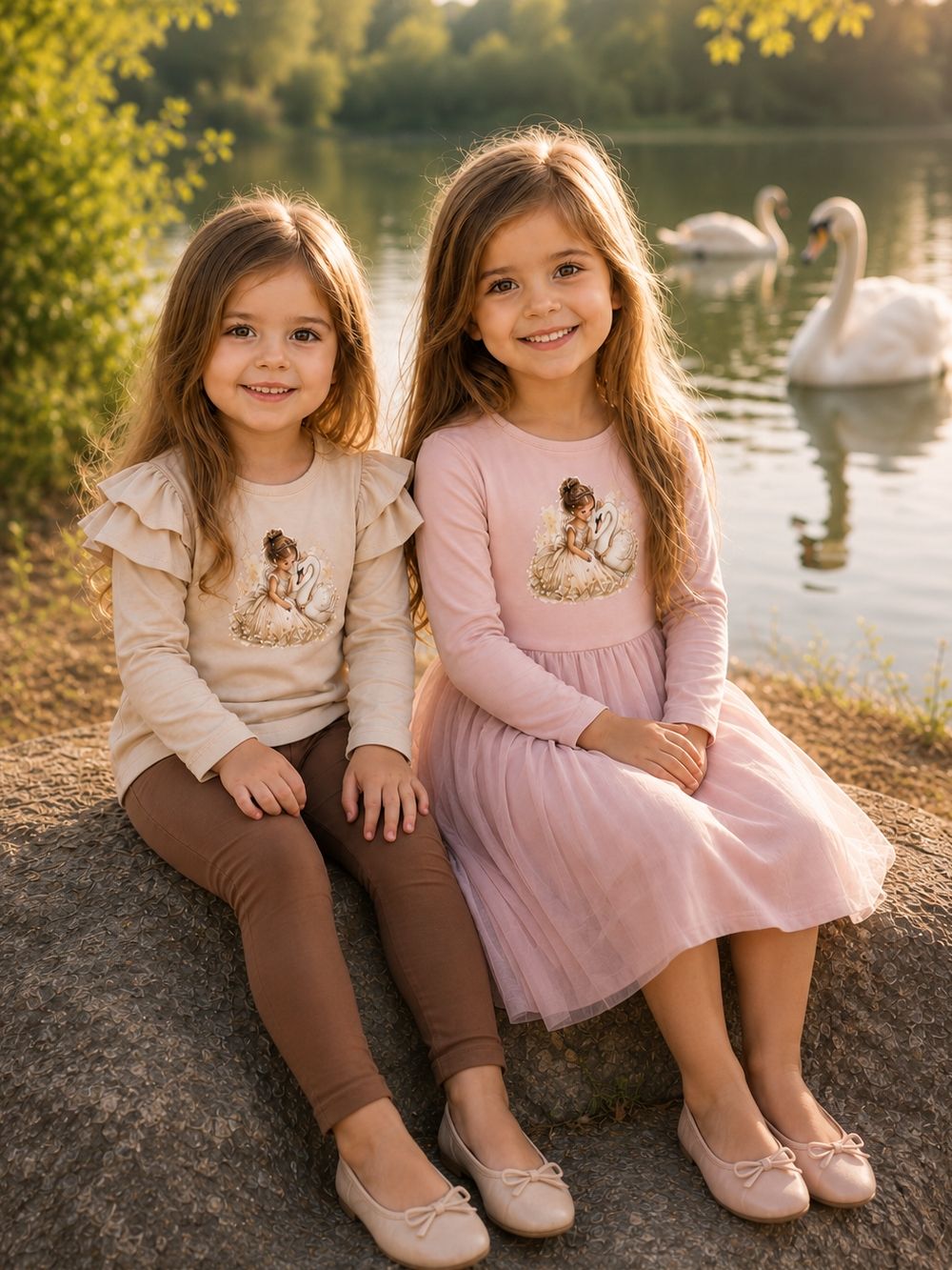 Lányka hosszú ujjú póló SWAN and PRINCESS