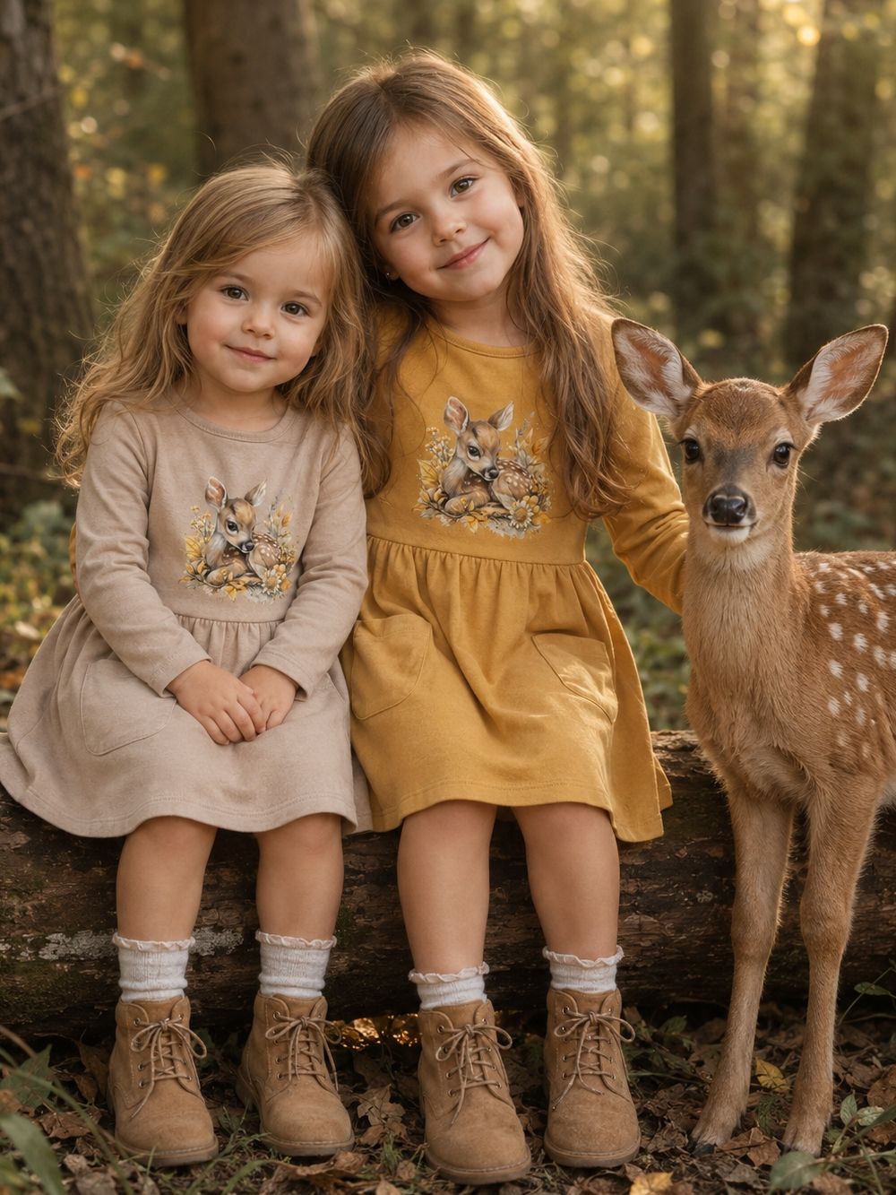 Lányka hosszú ujjú ruha CUTE FAWN