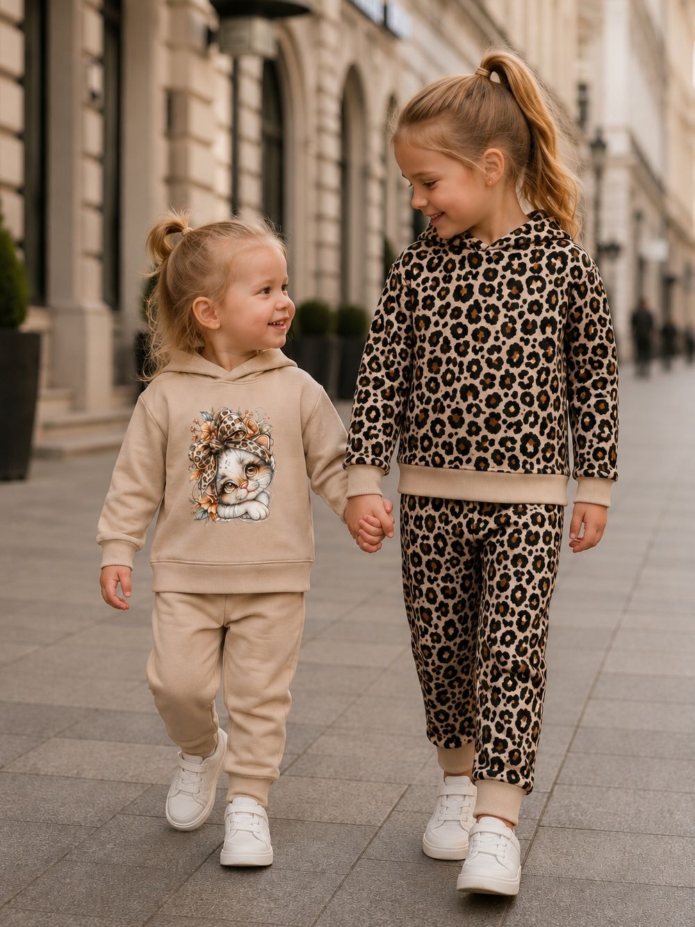 Lányka LEOPARD kapucnis pulóver