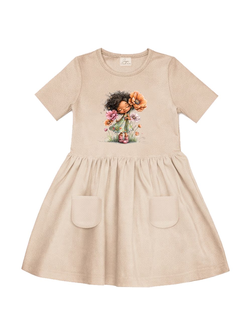 Lányka rövid ujjú ruha FLORAL