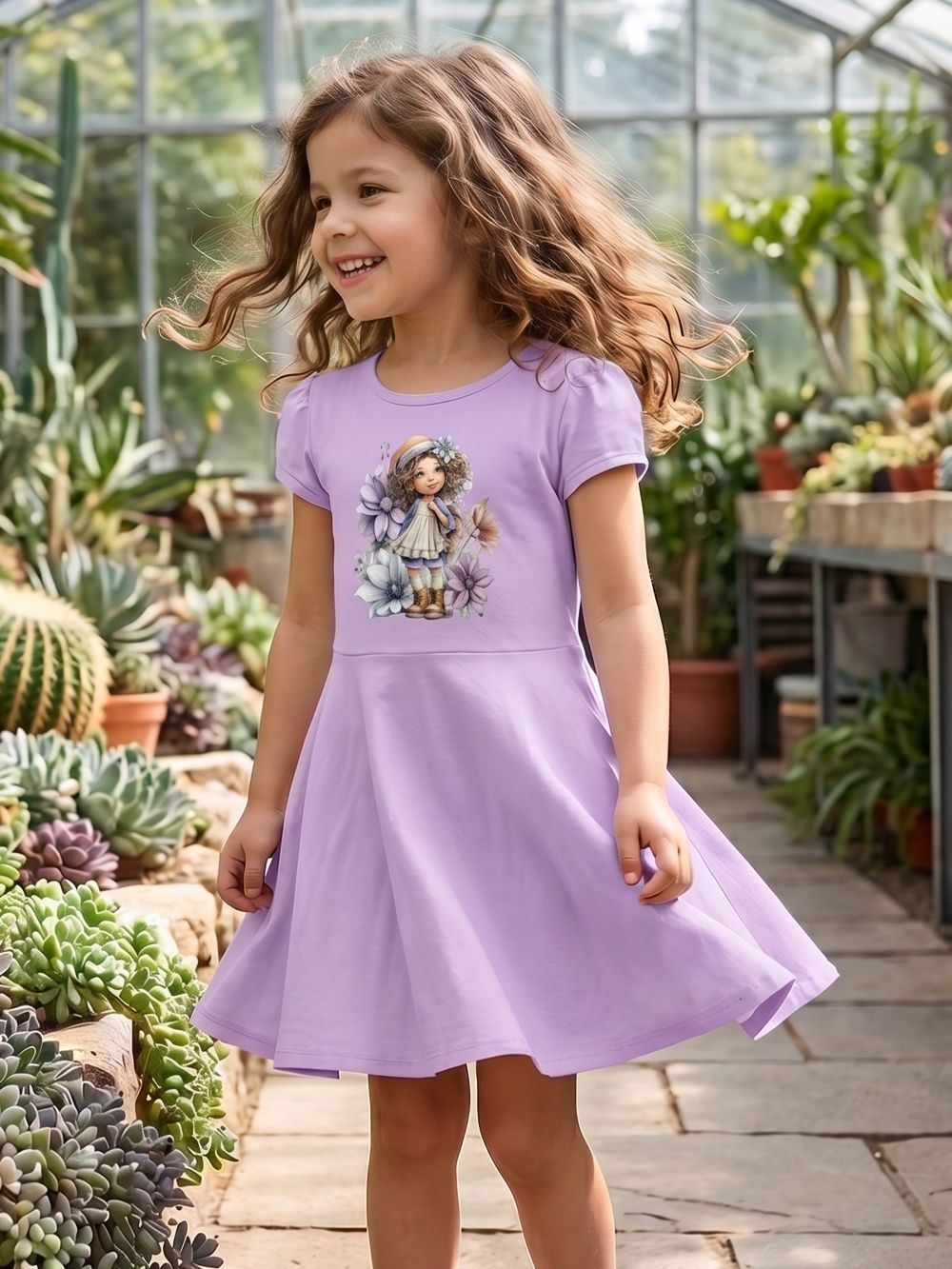 Lányka rövid ujjú ruha FLOWER GIRL