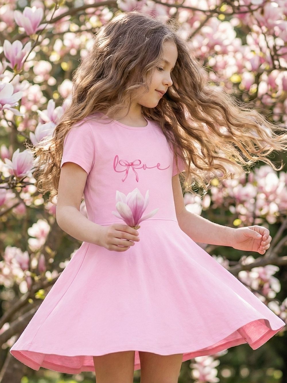 Lányka rövid ujjú ruha LOVE RIBBON