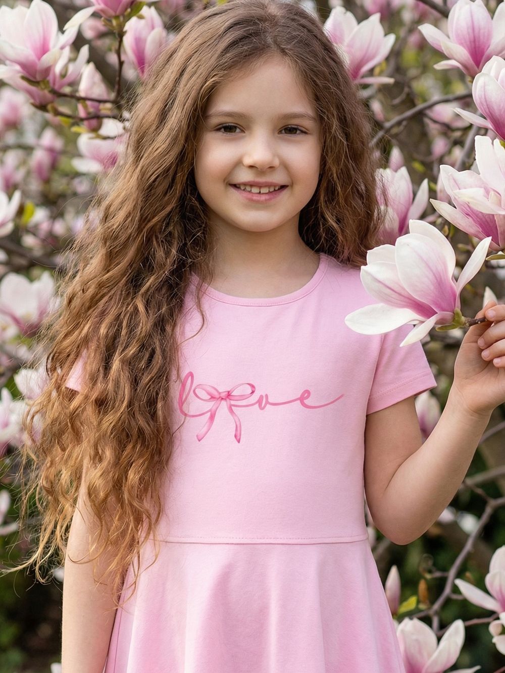 Lányka rövid ujjú ruha LOVE RIBBON