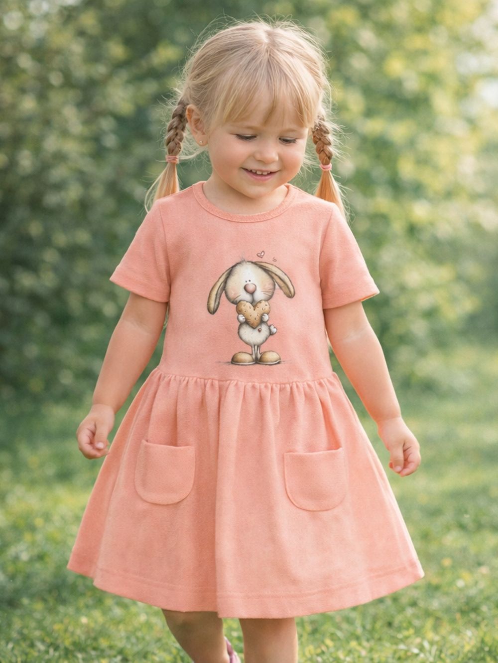 Lányka rövid ujjú ruha LOVELY BUNNY