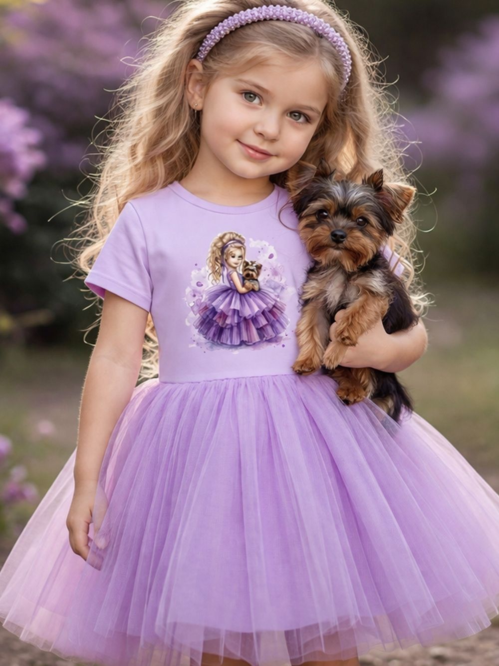 Lányka tüll ruha rövid ujjal AMETHYST GIRL
