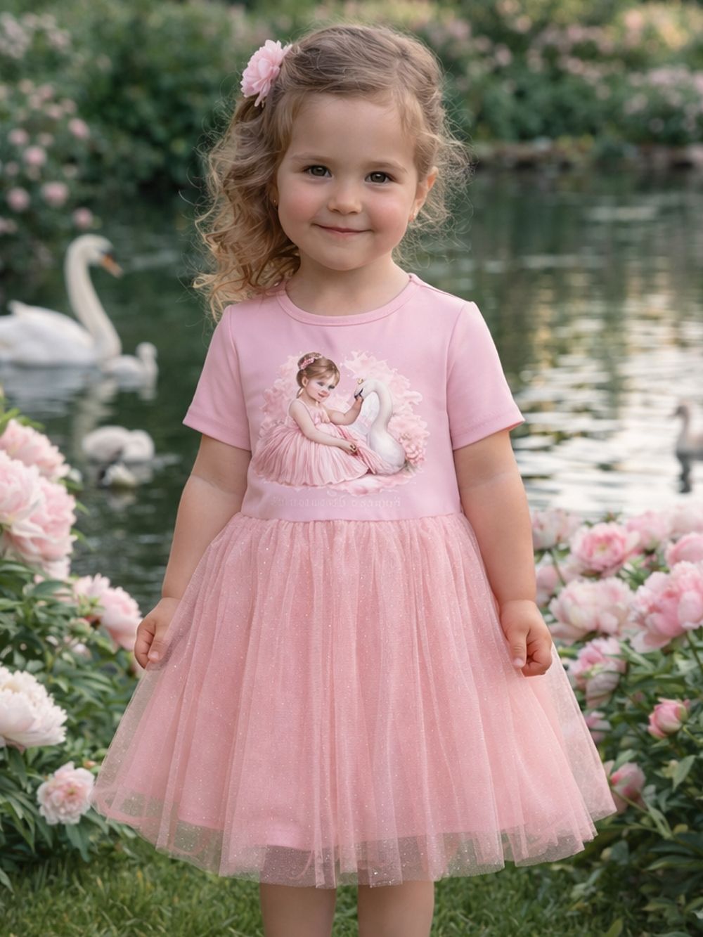 Lányka tüll ruha rövid ujjal GIRL and SWAN