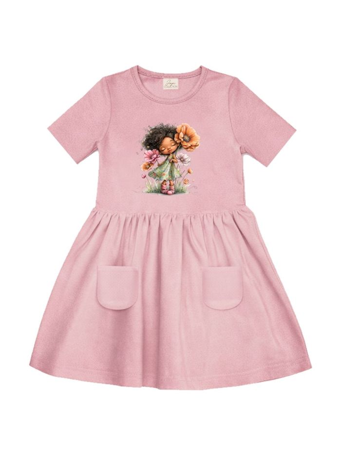 Lányka rövid ujjú ruha FLORAL