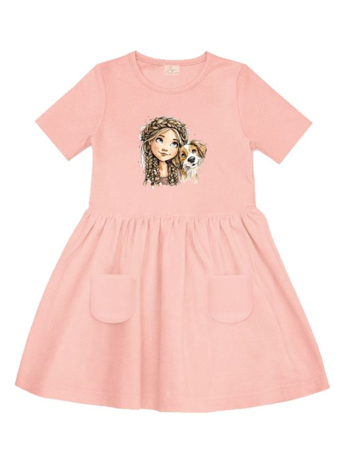 Lányka rövid ujjú ruha GIRL and DOG