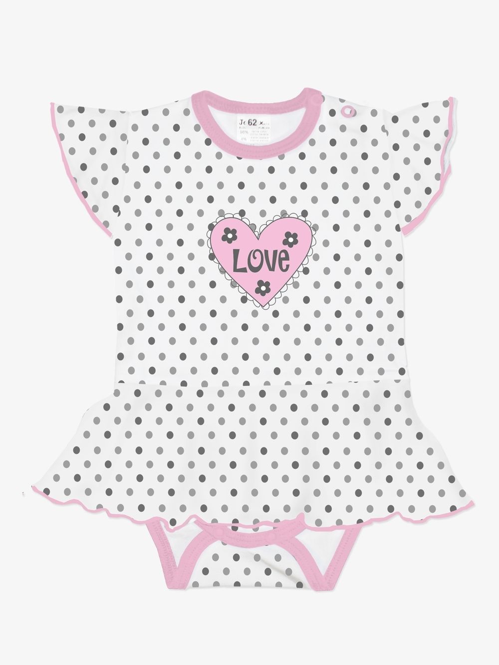 Love pöttyös rövid ujjú szoknyás csecsemő body