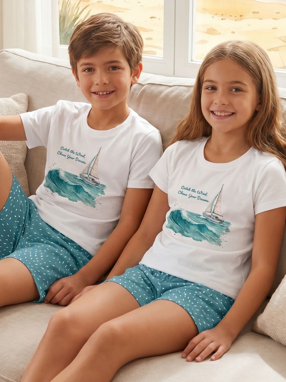 Pizsama OCEAN WAVES rövid ujjú