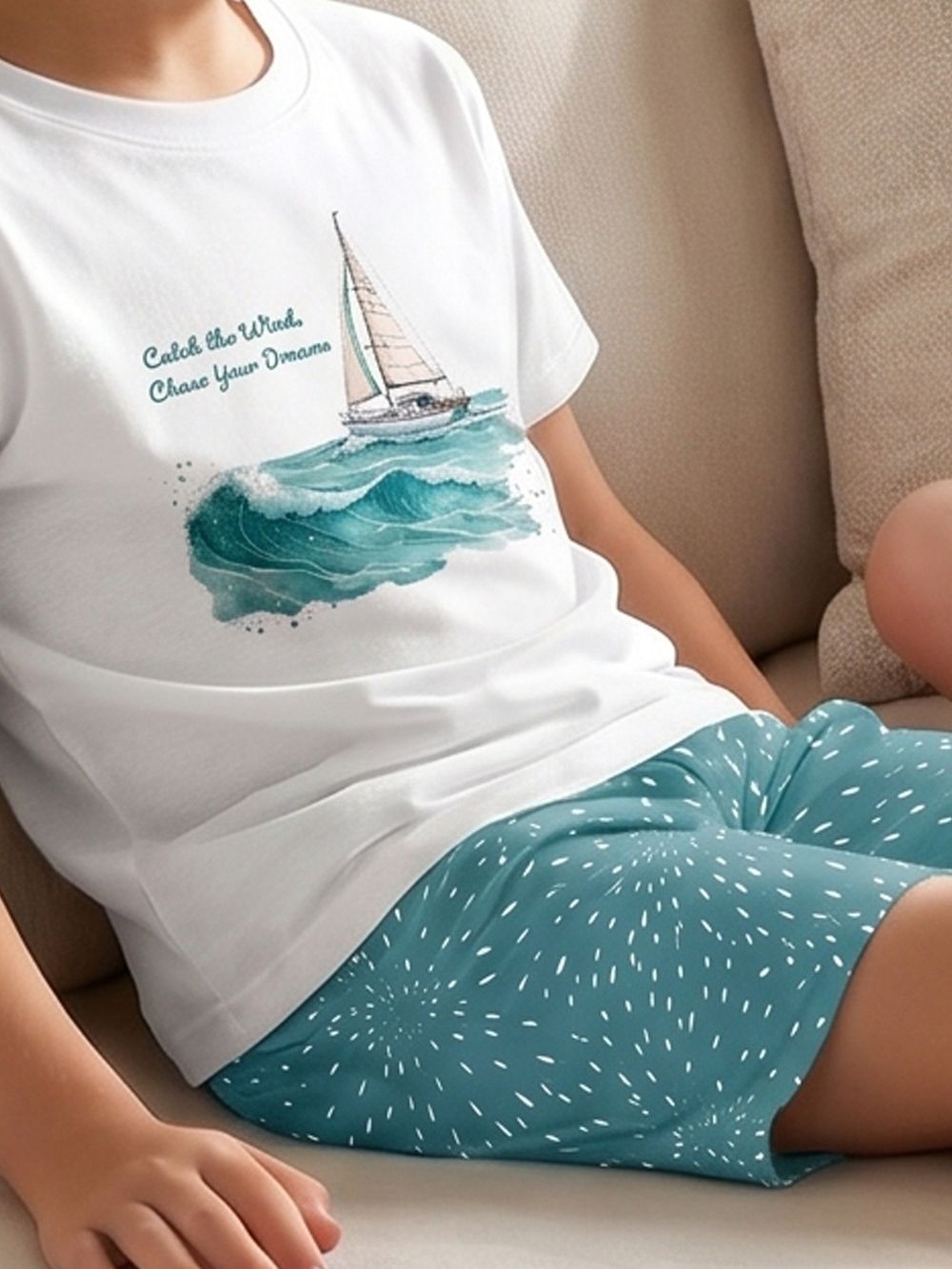 Pizsama OCEAN WAVES rövid ujjú