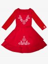 Červené dievčenské šaty s dlhým rukávom